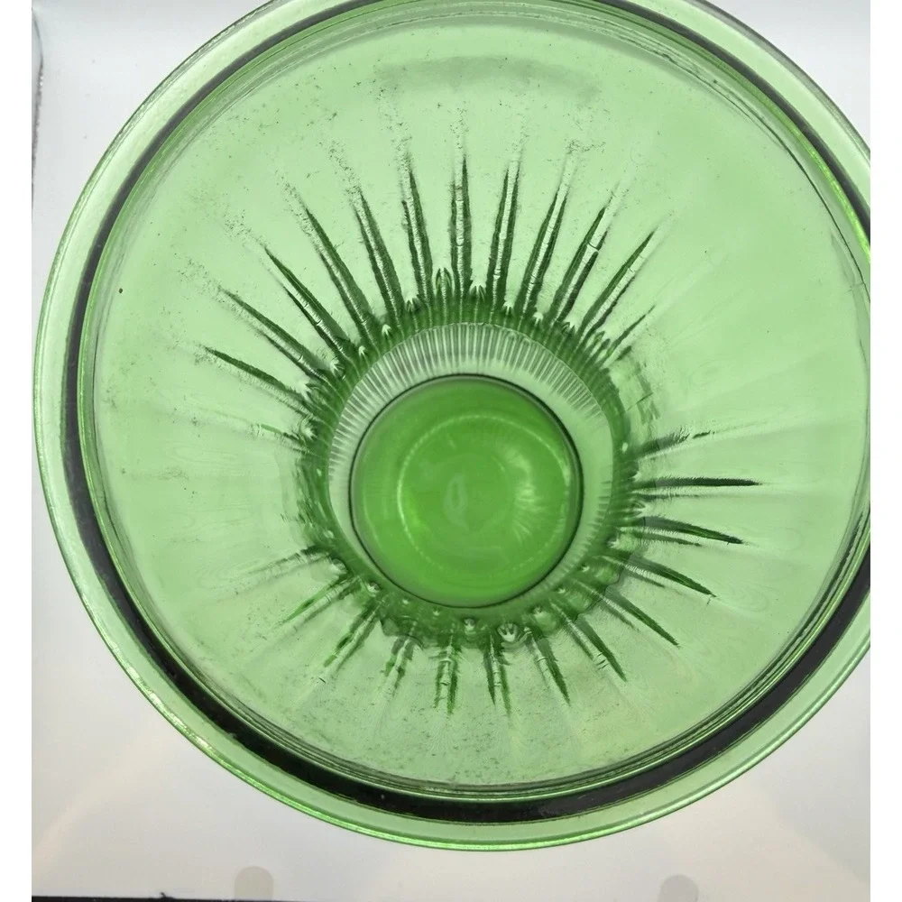 Vintage Hoosier Glass Green Ribbed Vase 4087-A 10